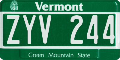 VT license plate ZYV244