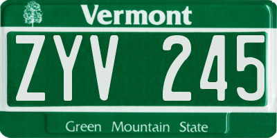 VT license plate ZYV245