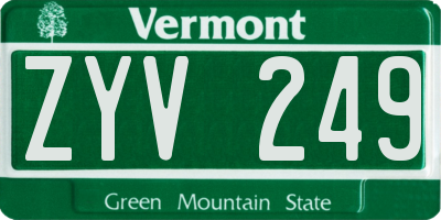 VT license plate ZYV249