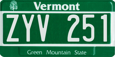 VT license plate ZYV251