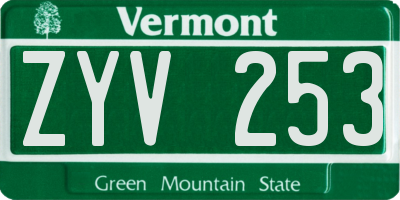 VT license plate ZYV253