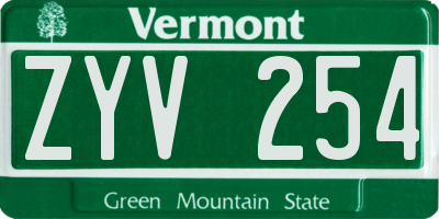 VT license plate ZYV254