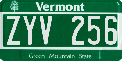 VT license plate ZYV256