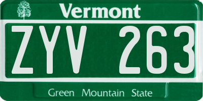 VT license plate ZYV263