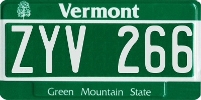 VT license plate ZYV266