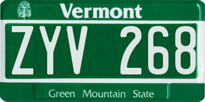 VT license plate ZYV268