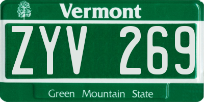 VT license plate ZYV269