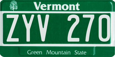 VT license plate ZYV270