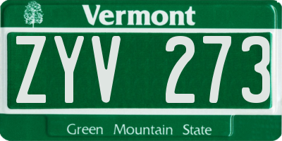 VT license plate ZYV273