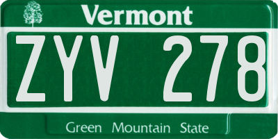 VT license plate ZYV278