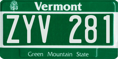 VT license plate ZYV281
