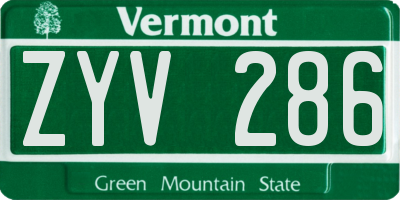 VT license plate ZYV286