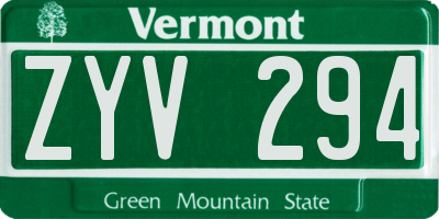 VT license plate ZYV294