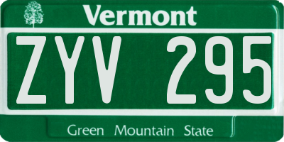 VT license plate ZYV295
