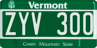 VT license plate ZYV300