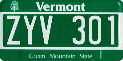 VT license plate ZYV301