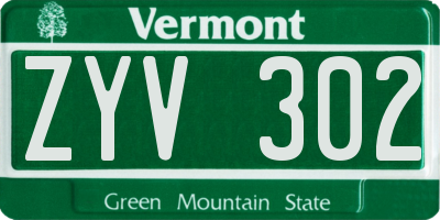 VT license plate ZYV302
