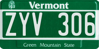VT license plate ZYV306