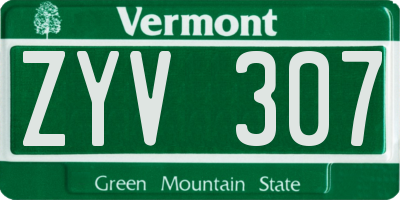 VT license plate ZYV307