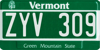VT license plate ZYV309
