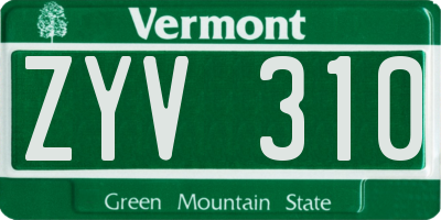 VT license plate ZYV310
