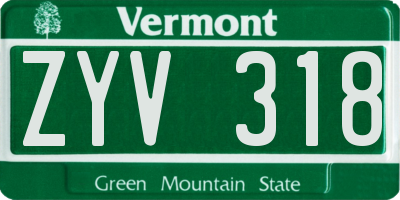 VT license plate ZYV318