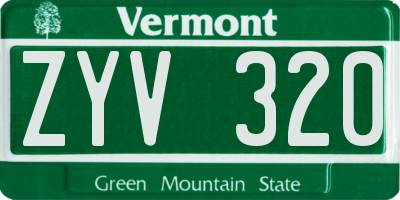 VT license plate ZYV320
