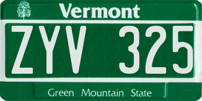 VT license plate ZYV325