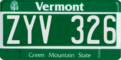 VT license plate ZYV326