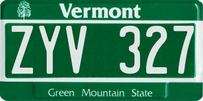 VT license plate ZYV327