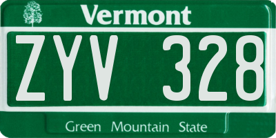 VT license plate ZYV328