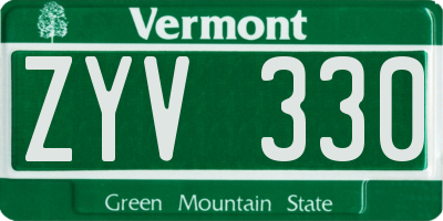 VT license plate ZYV330