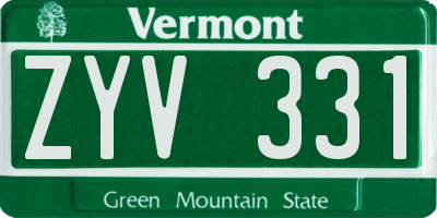 VT license plate ZYV331