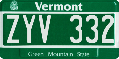 VT license plate ZYV332