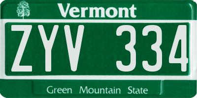 VT license plate ZYV334