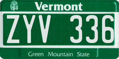 VT license plate ZYV336