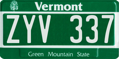 VT license plate ZYV337