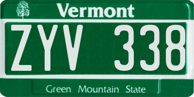 VT license plate ZYV338