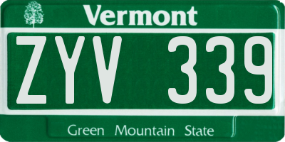 VT license plate ZYV339