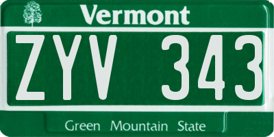 VT license plate ZYV343
