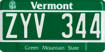 VT license plate ZYV344