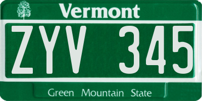 VT license plate ZYV345