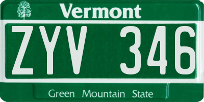 VT license plate ZYV346