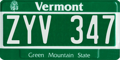 VT license plate ZYV347