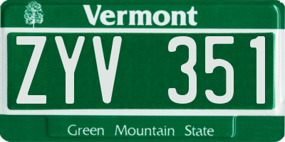 VT license plate ZYV351
