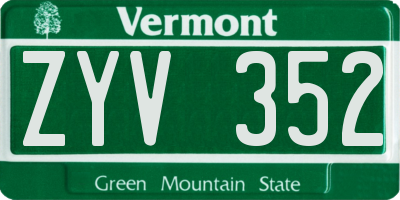 VT license plate ZYV352