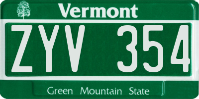 VT license plate ZYV354
