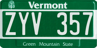 VT license plate ZYV357
