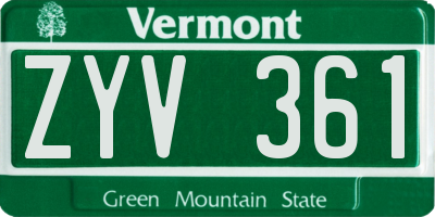 VT license plate ZYV361
