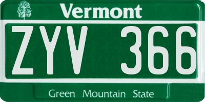 VT license plate ZYV366